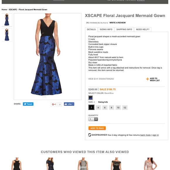 XSCAPE Black & Blue Floral Fit & Flare Evening Gown (fits size 4) - Picture 4 of 4